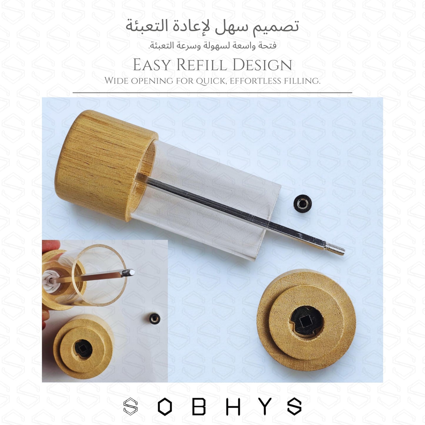 Wood and Acrylic Salt and Pepper Grinder - Natural Wood