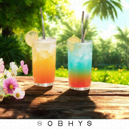 Premium Stainless Steel Spoon Straws Set - Silver-L-filter Straws collection SOBHYS - UAE