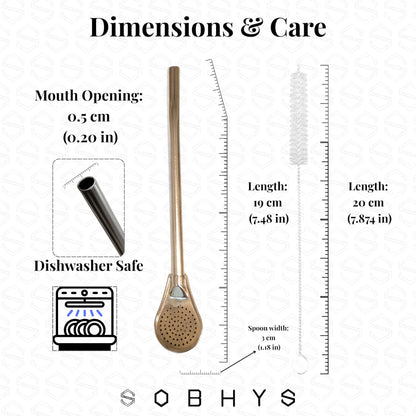 Premium Stainless Steel Spoon Straws Set - Silver-L-filter Straws collection SOBHYS - UAE