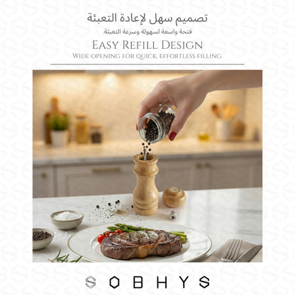 Premium Wooden Salt Grinder - Natural Wood Kitchen Essentials SOBHYS - UAE