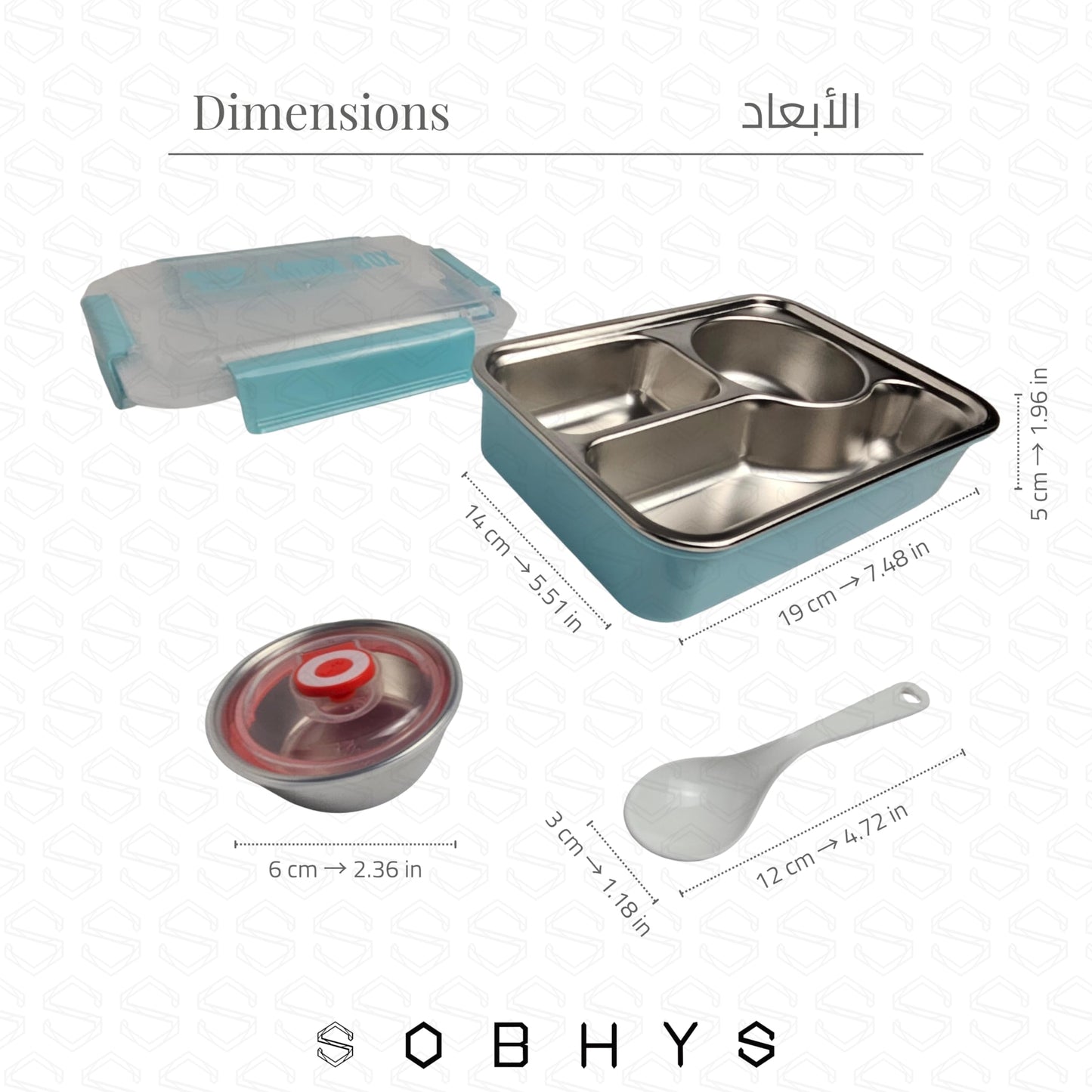 Stainless Steel Lunch Box with Removable Inner Tray - Blue