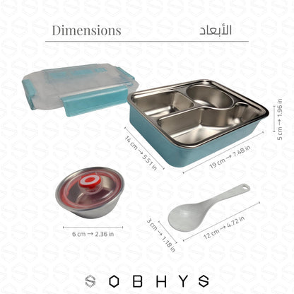 Stainless Steel Lunch Box with Removable Inner Tray - Blue Lunch box collection SOBHYS - UAE
