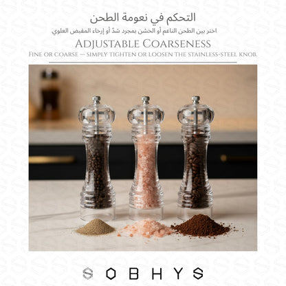 Acrylic Salt & Pepper Grinder 18.5cm - Clear Kitchen Essentials SOBHYS - UAE