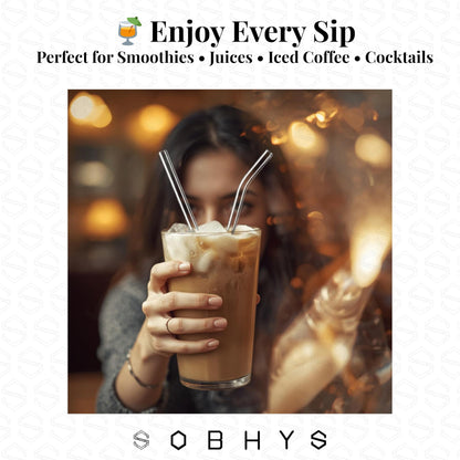 Glass Drinking Straw Set - Clear Straws collection SOBHYS - UAE
