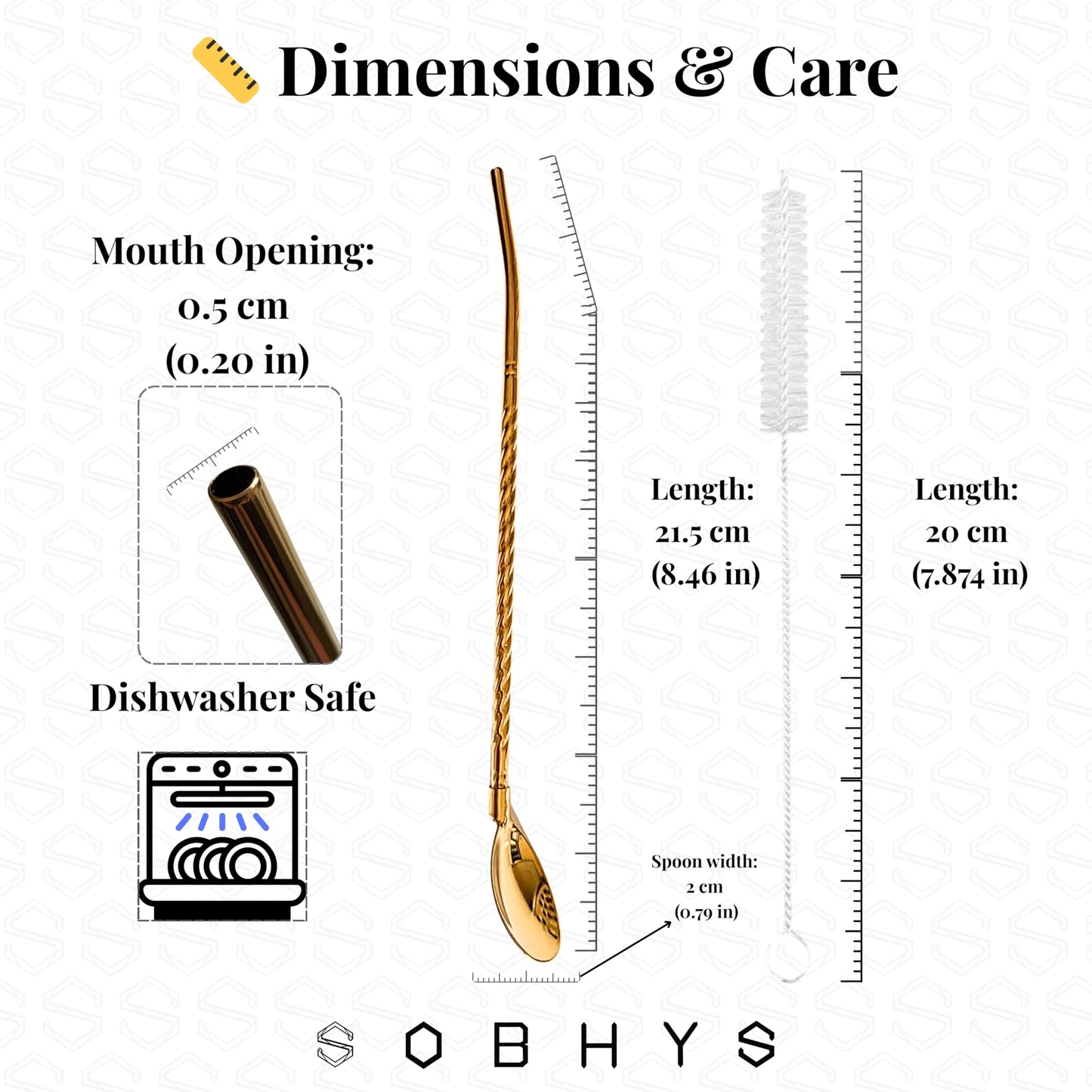 Premium Stainless Steel Spoon Straws Set - Golden-Spoon