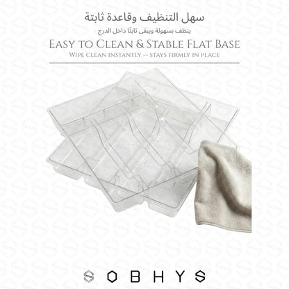 Clear Acrylic Drawer Organizer - Crystal Clear Kitchen Essentials SOBHYS - UAE