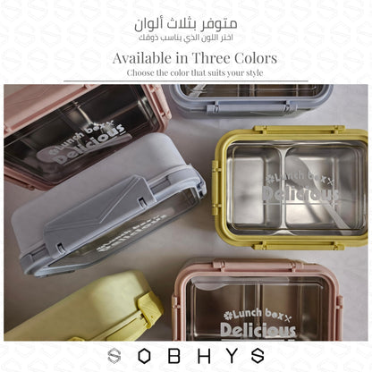 Stainless Steel Lunch Box with Removable Inner Tray - Light Blue Lunch box collection SOBHYS - UAE