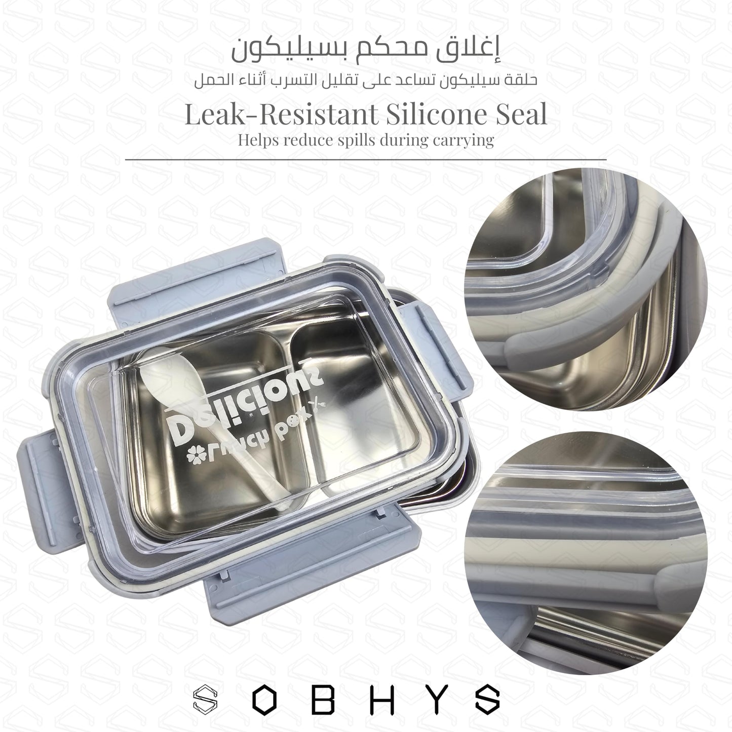 Stainless Steel Lunch Box with Removable Inner Tray - Light Blue