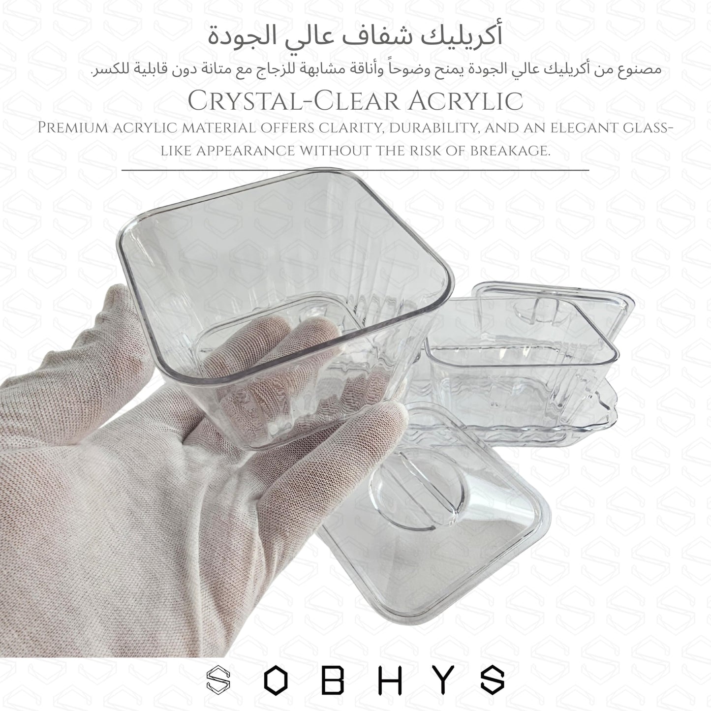 Acrylic serving set - 3 Squaare Bowl