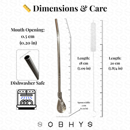 Premium Stainless Steel Spoon Straws Set - Silver-S- filter Straws collection SOBHYS - UAE