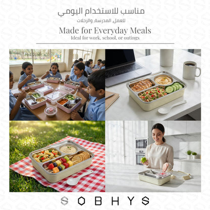 Stainless Steel Lunch Box with Removable Inner Tray - Pink Lunch box collection SOBHYS - UAE