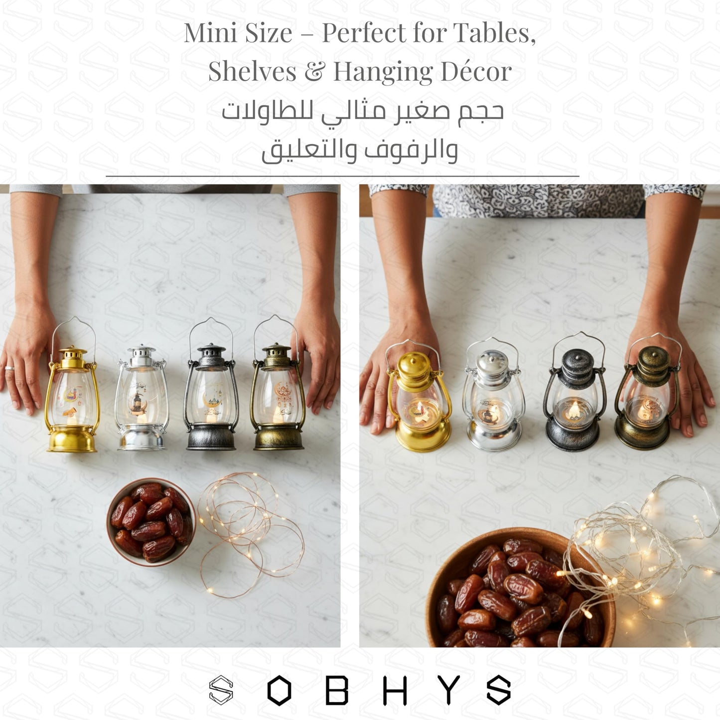 Mini Ramadan Fanoos Lantern - Gold