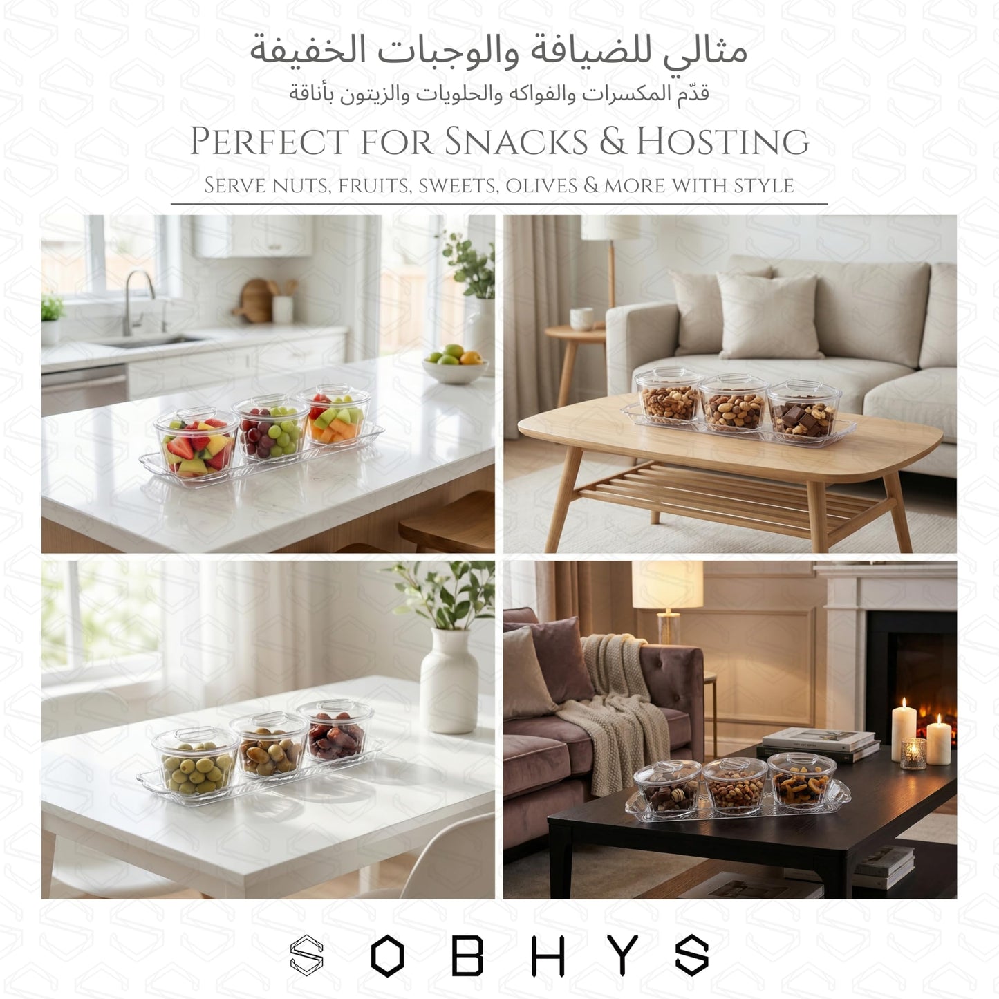 Acrylic serving set - 3 Round Bowl