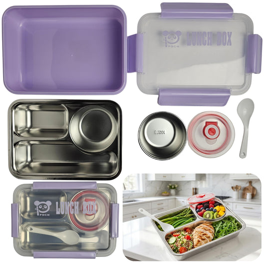Stainless Steel Lunch Box with Removable Inner Tray - Lavender