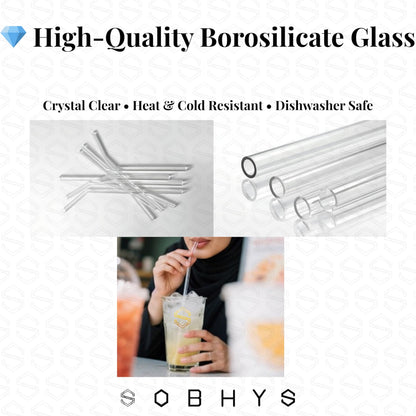 Glass Drinking Straw Set - Clear Straws collection SOBHYS - UAE