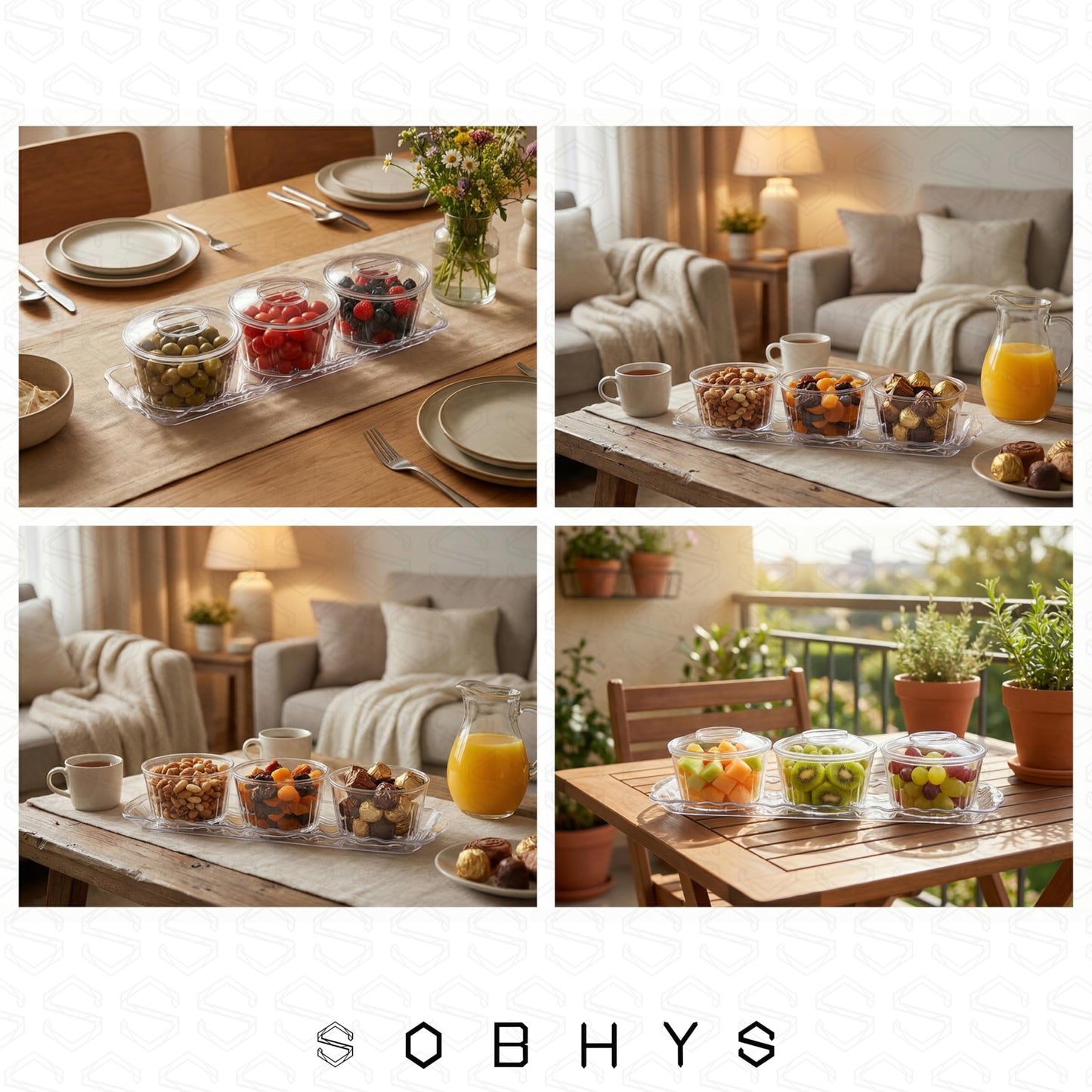 Acrylic serving set - 3 Round Bowl