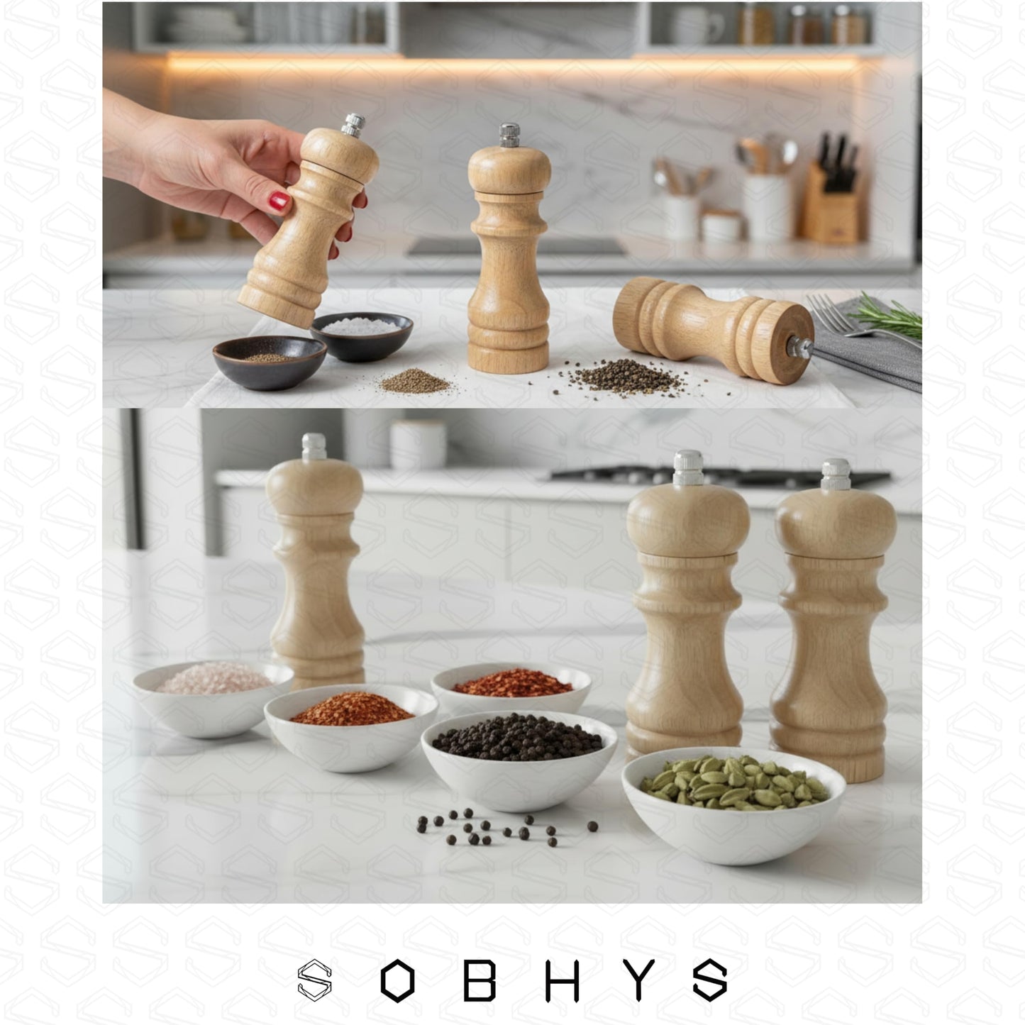 Premium Wooden Salt Grinder - Natural Wood