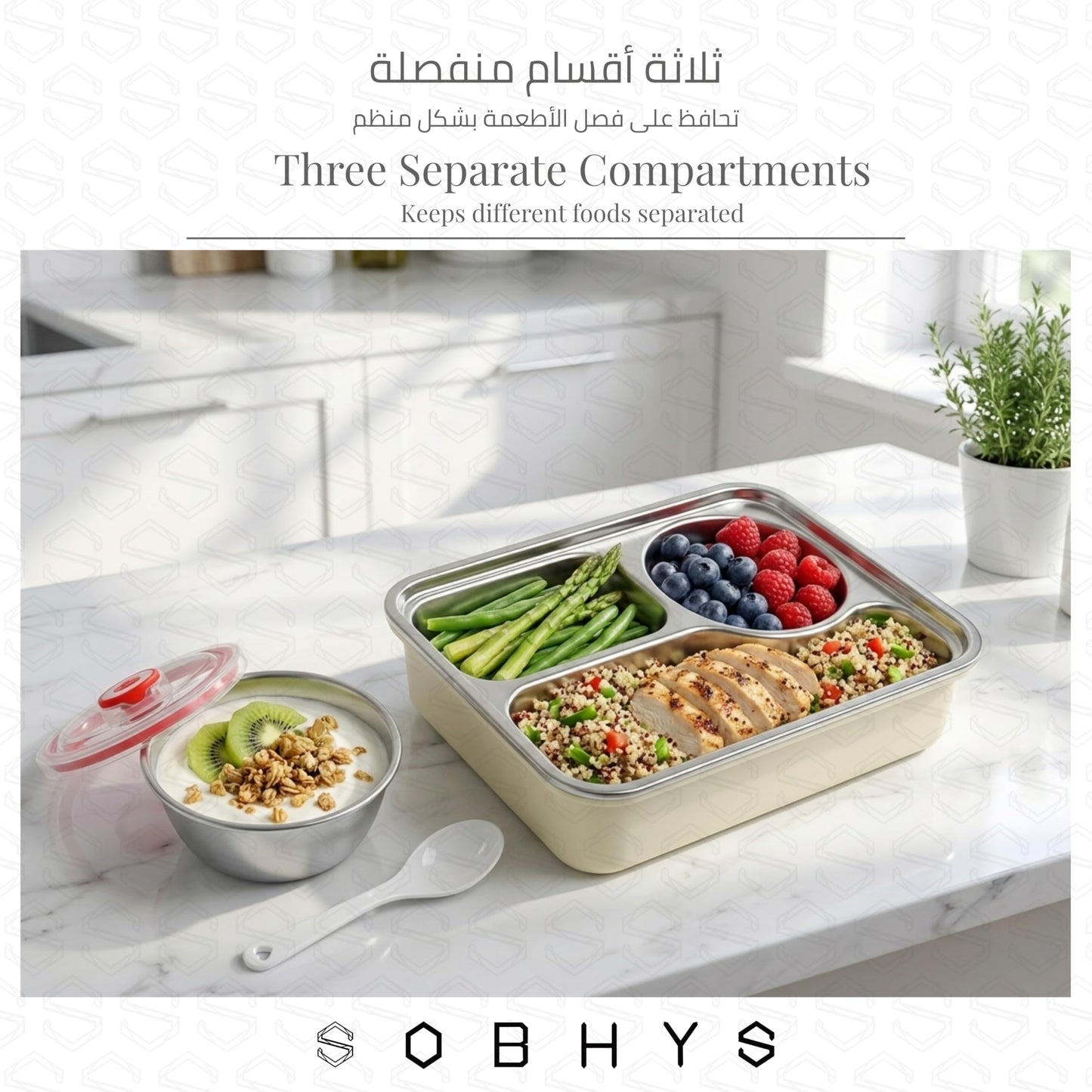 Stainless Steel Lunch Box with Removable Inner Tray - Pink