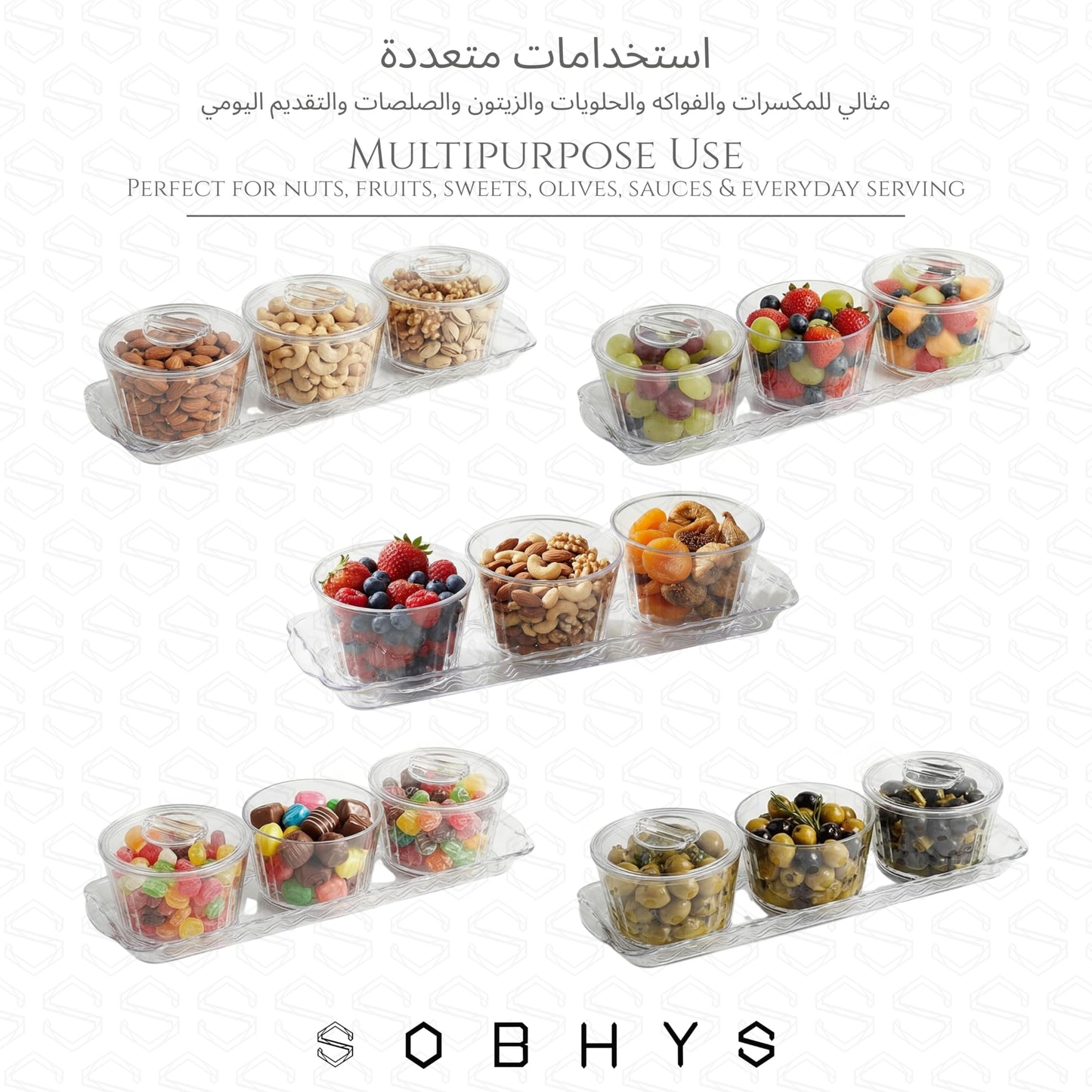 Acrylic serving set - 3 Round Bowl