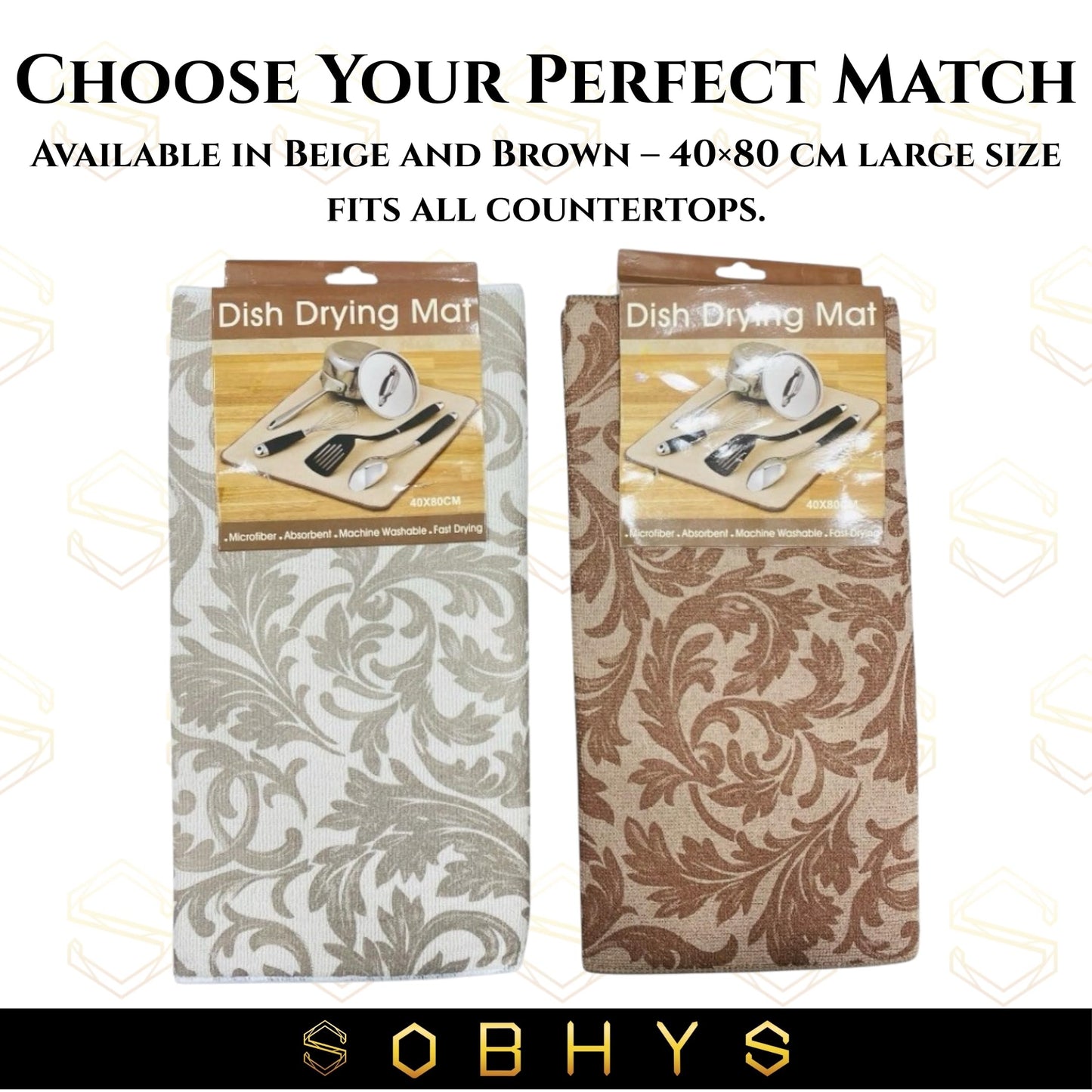 Microfiber Dish Drying Mat - Brown