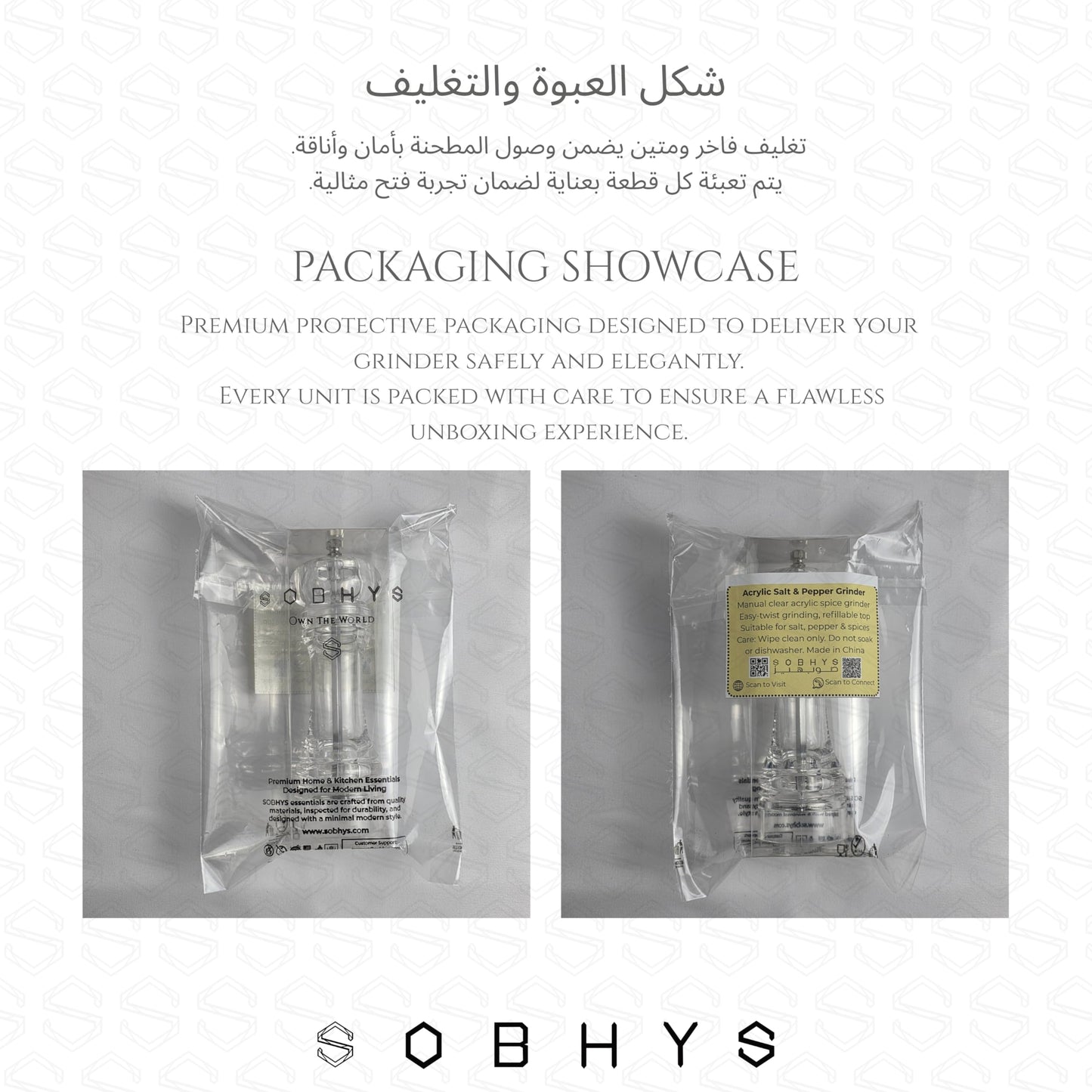 Acrylic Salt & Pepper Grinder 18.5cm - Clear