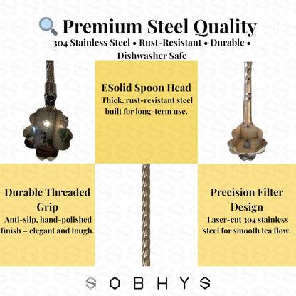 Premium Stainless Steel Spoon Straws Set - Silver-Spoon Straws collection SOBHYS - UAE