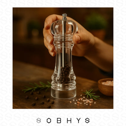 Acrylic Salt & Pepper Grinder 18.5cm - Clear Kitchen Essentials SOBHYS - UAE