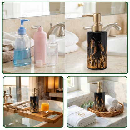 Ceramic Soap Dispenser – Black Golden Wheat