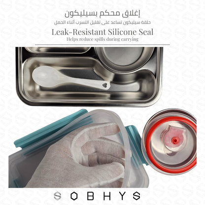 Stainless Steel Lunch Box with Removable Inner Tray - Blue Lunch box collection SOBHYS - UAE