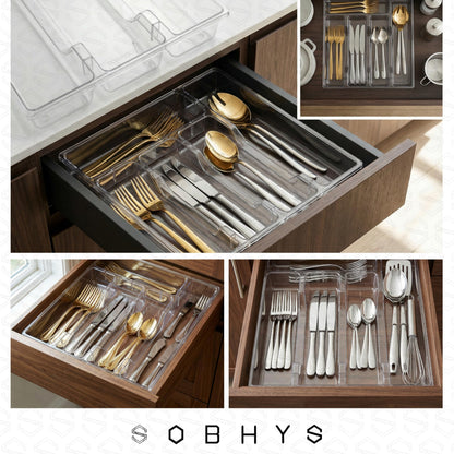 Clear Acrylic Drawer Organizer - Crystal Clear Kitchen Essentials SOBHYS - UAE