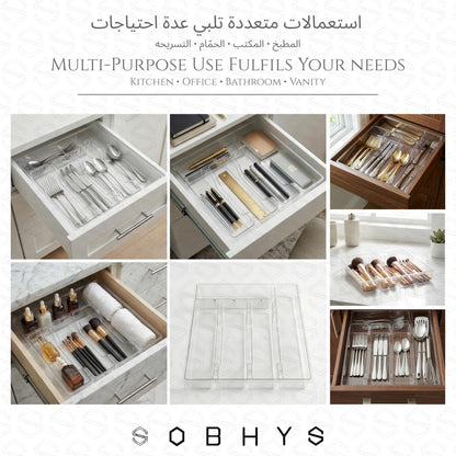 Clear Acrylic Drawer Organizer - Crystal Clear Kitchen Essentials SOBHYS - UAE