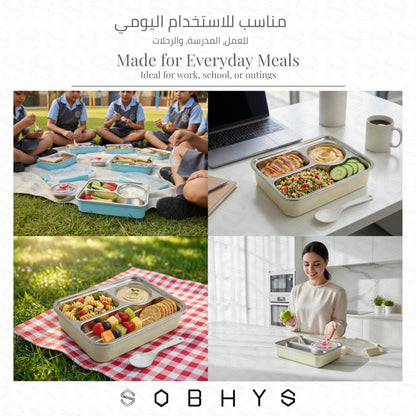 Stainless Steel Lunch Box with Removable Inner Tray - Blue Lunch box collection SOBHYS - UAE