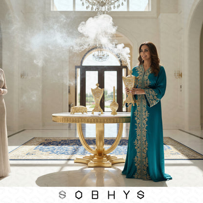 Luxury Arabic Incense Burner & Perfume Set – Royal White & Gold | 3-Piece Mabkhara, Meresh & Velvet Box