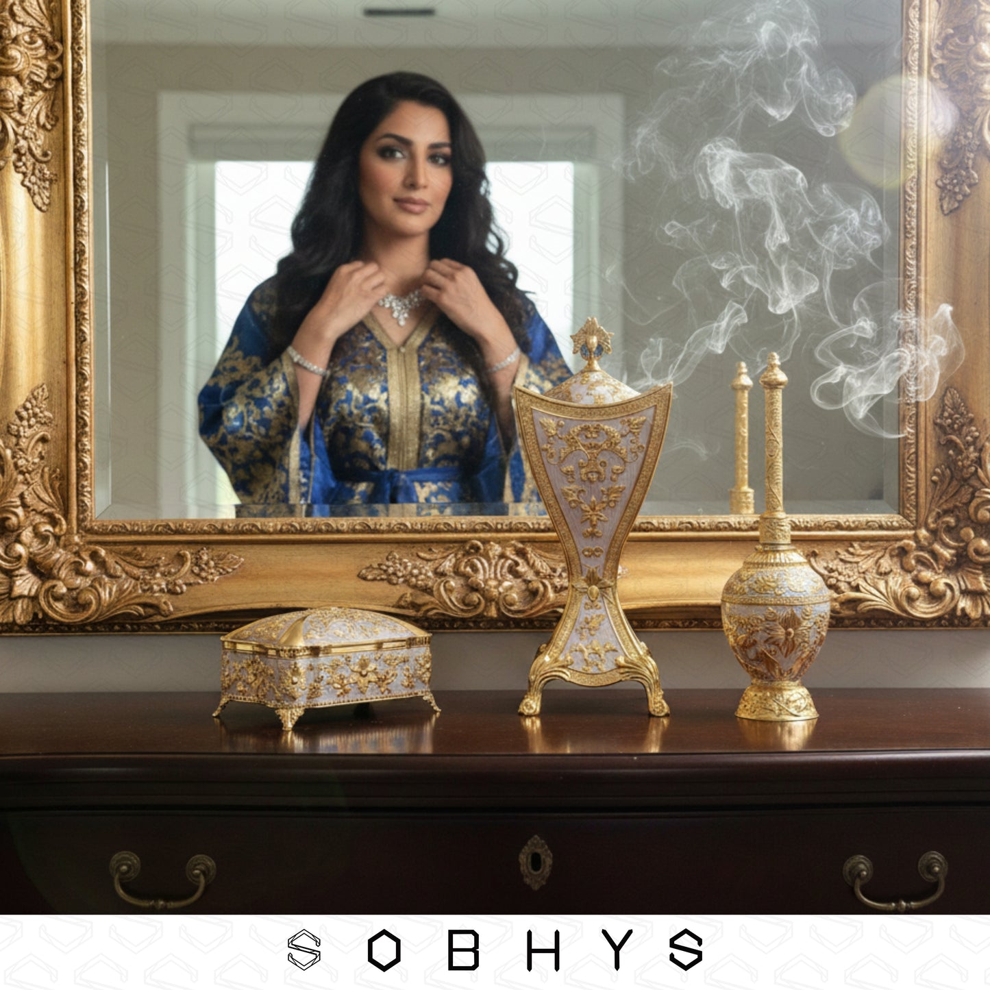 Luxury Arabic Incense Burner & Perfume Set – Royal White & Gold | 3-Piece Mabkhara, Meresh & Velvet Box