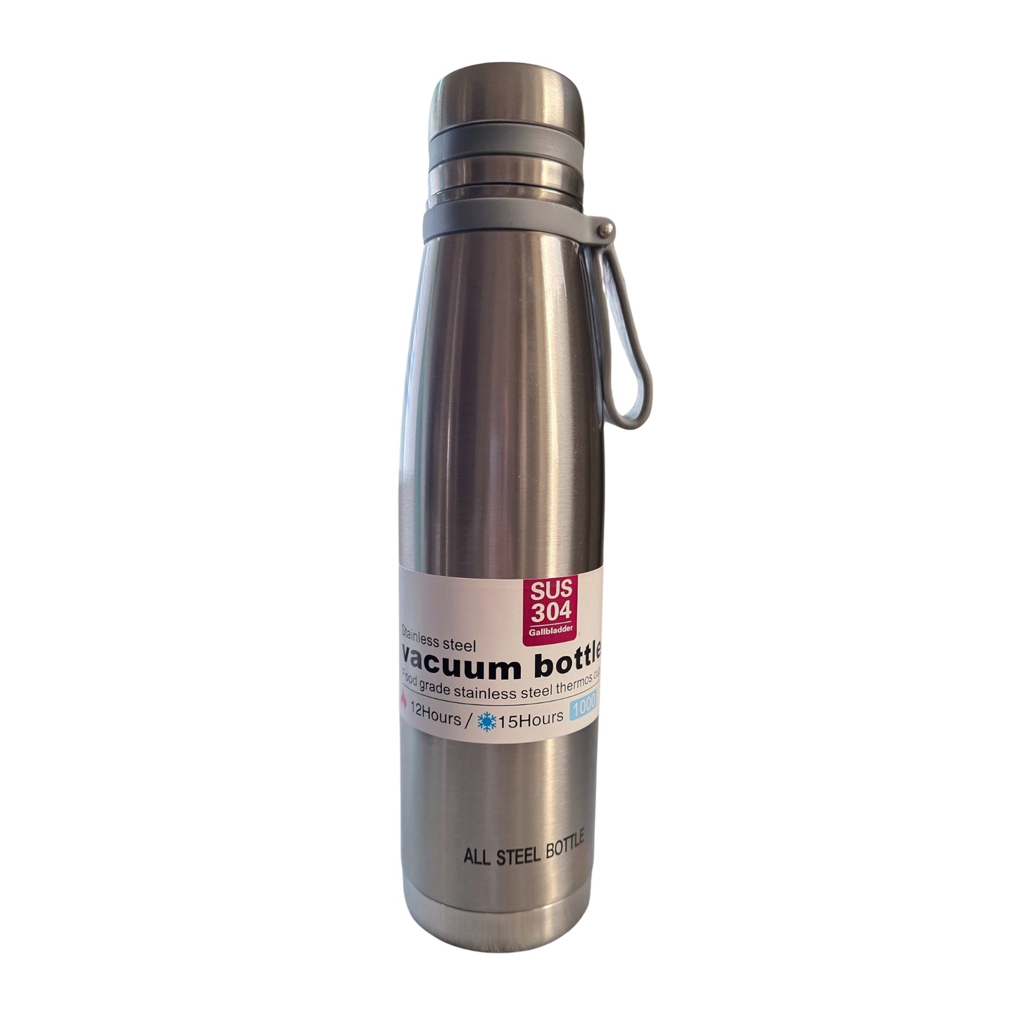 SOBHYS Stainless Steel Insulated Bottle Hot & Cold Flask, 1L/1000ml, SUS 304 Double-Wall Thermal with removable Filter, 12-15 Hours Temperature Retention (1, Silver, 1000 ml/1 L)