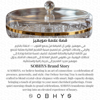 Acrylic Premium 6-Compartment Serving Tray with Lid - Crystal Clear