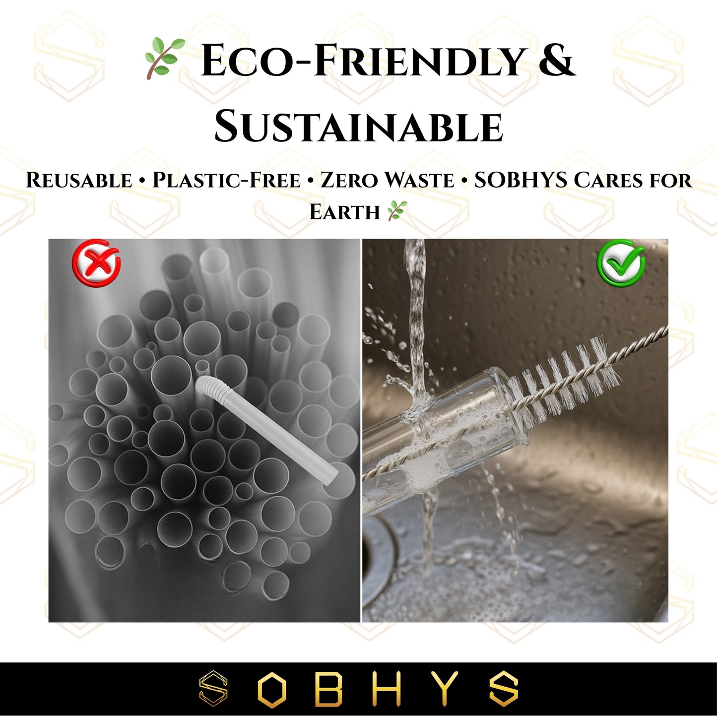 SOBHYS Glass Drinking Straw Set, 5 Piece Borosilicate Straws with Cleaning Brush, Straight and Bent Design for Smoothies, Cocktails, Juices