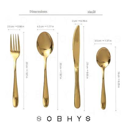 Cutlery Set 16-Piece – Stainless Steel Flatware, Full Gold
