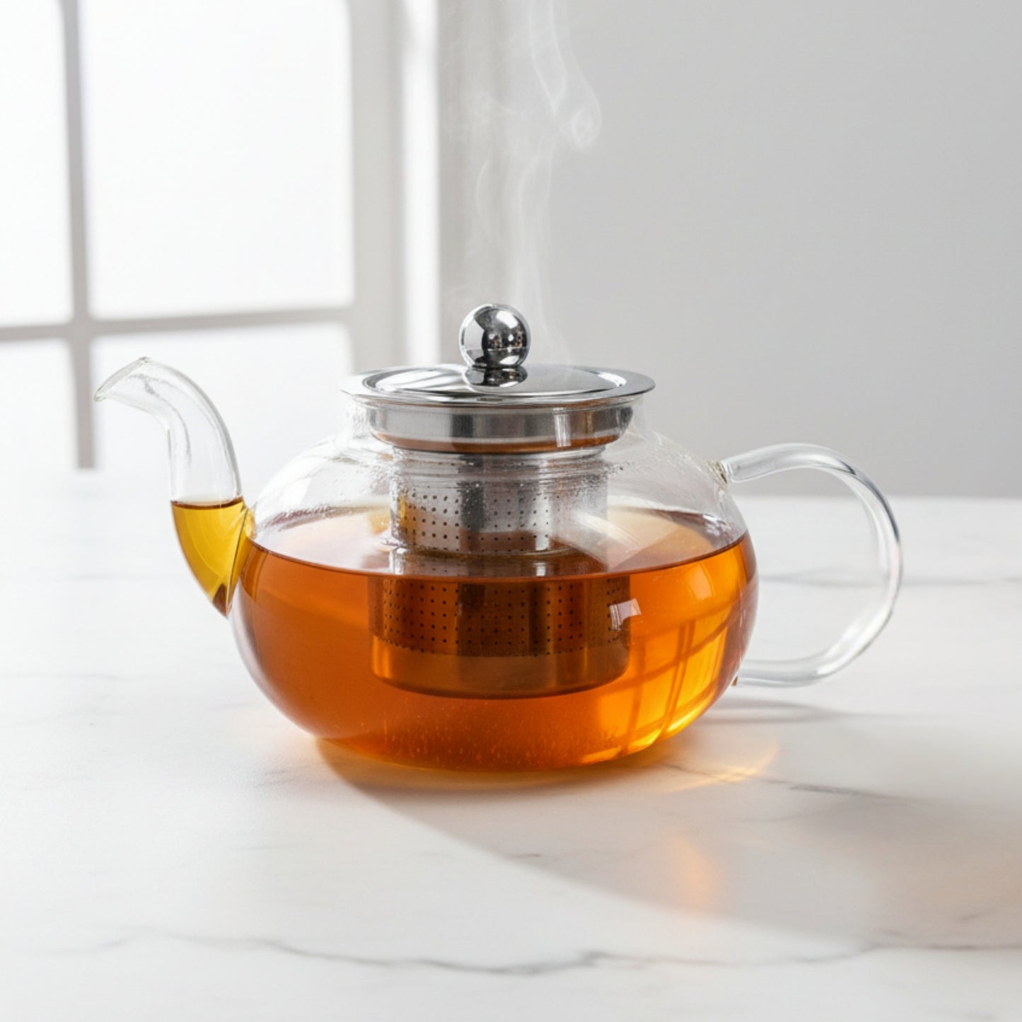 600ml Borosilicate Glass Teapot with Hook-Lock Infuser, Anti-Drip Spout & Heat Resistant