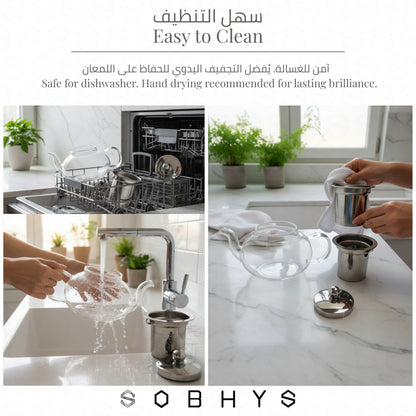 600ml Borosilicate Glass Teapot with Hook-Lock Infuser, Anti-Drip Spout & Heat Resistant