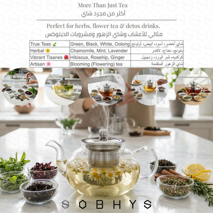 600ml Borosilicate Glass Teapot with Hook-Lock Infuser, Anti-Drip Spout & Heat Resistant