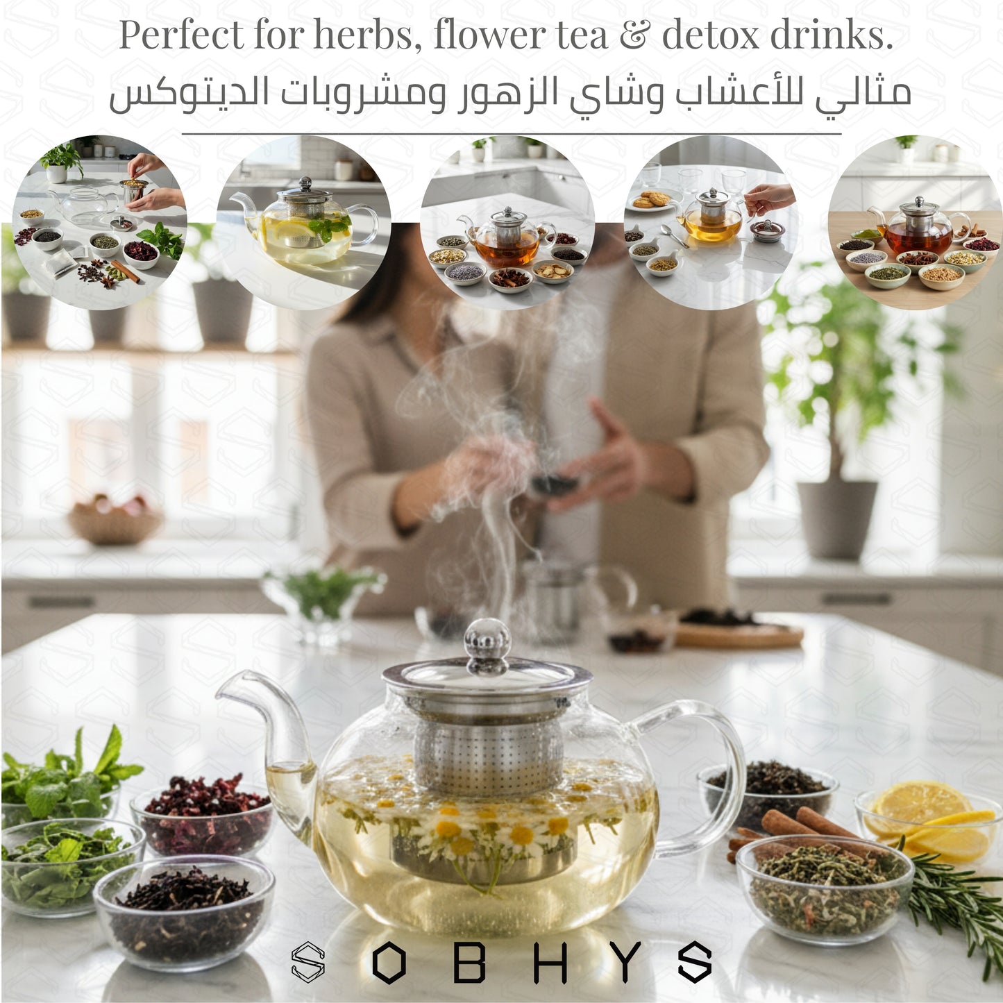 600ml Borosilicate Glass Teapot with Hook-Lock Infuser, Anti-Drip Spout & Heat Resistant