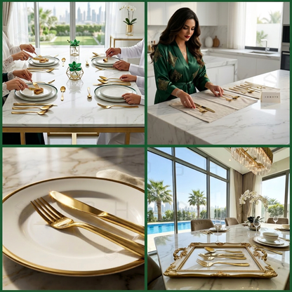 Cutlery Set 16-Piece – Stainless Steel Flatware, Full Gold